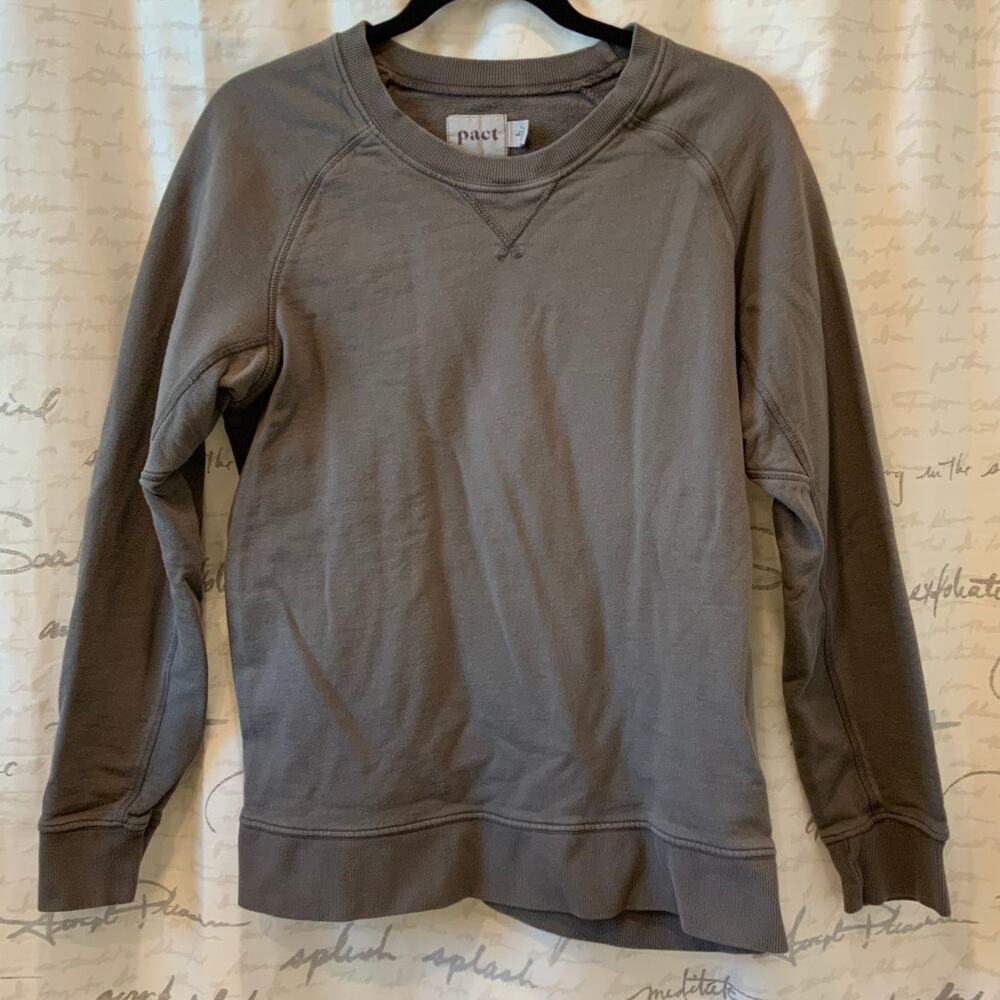 Pact Gray Organic Cotton Crewneck Sweatshirt Loungewear Pullover Top L